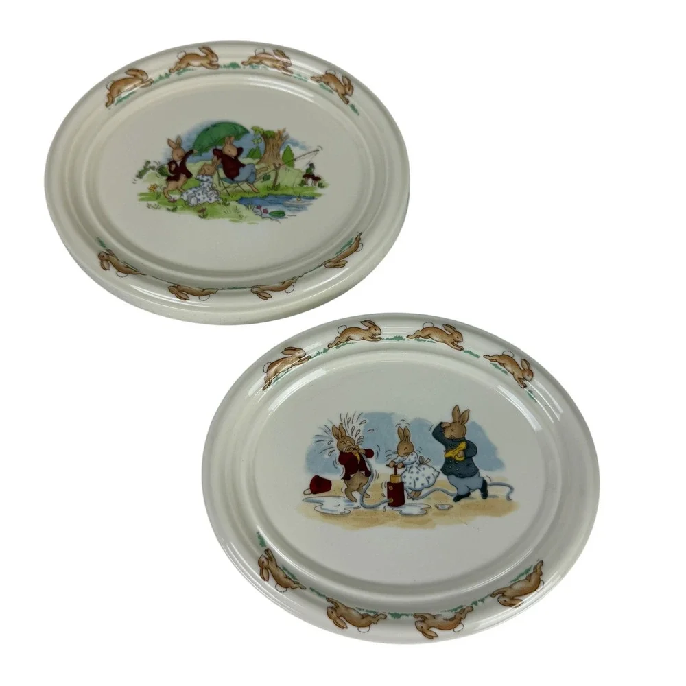 Royal Doulton Bunnykins Oval Plates Set of 2 English Fine Bone China‎ Vintage